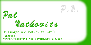 pal matkovits business card